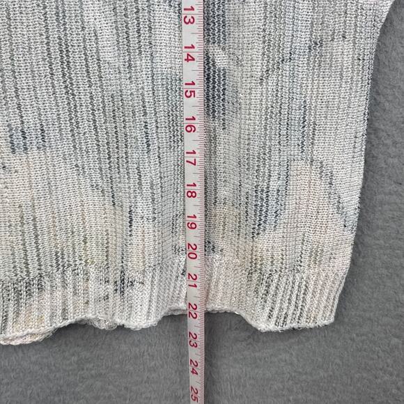 Sioni Silky Knit Sweater Cranes White Multi Size M Beachy Boho Coastal Relaxed - Picture 4 of 7